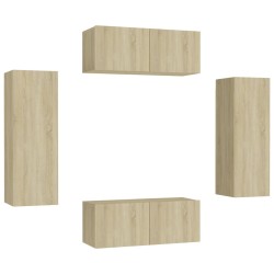 vidaXL Set de muebles salón TV 4 pzas madera ingeniería roble Sonoma
