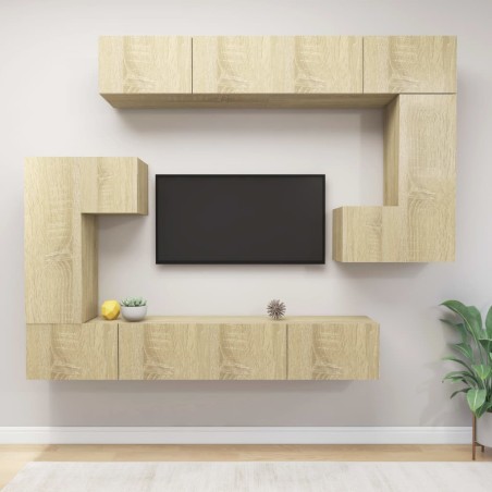 vidaXL Set de muebles para TV 8 pzas madera contrachapada roble Sonoma