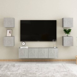 vidaXL Set de muebles de salón 6 pzas madera ingeniería gris hormigón