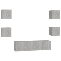 vidaXL Set de muebles de salón 6 pzas madera ingeniería gris hormigón