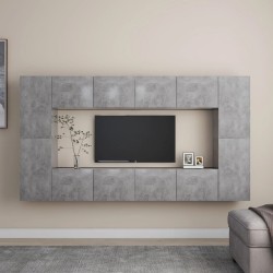 vidaXL Set de muebles de salón 8 pzas madera ingeniería gris hormigón