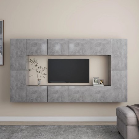 vidaXL Set de muebles de salón 8 pzas madera ingeniería gris hormigón