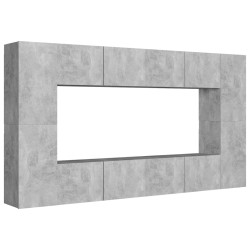 vidaXL Set de muebles de salón 8 pzas madera ingeniería gris hormigón
