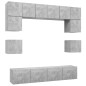 vidaXL Set muebles de salón TV 8 pzas madera ingeniería gris hormigón