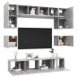 vidaXL Set muebles de salón TV 8 pzas madera ingeniería gris hormigón