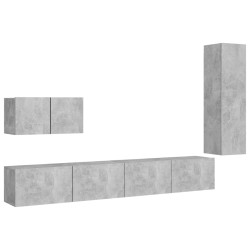 vidaXL Set muebles de salón TV 4 pzas madera ingeniería gris hormigón