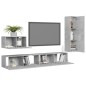 vidaXL Set muebles de salón TV 4 pzas madera ingeniería gris hormigón