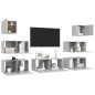 vidaXL Set muebles de salón TV 7 pzas madera ingeniería gris hormigón vidaXL Set muebles de salón TV 7 pzas madera ingeniería gris hormigón