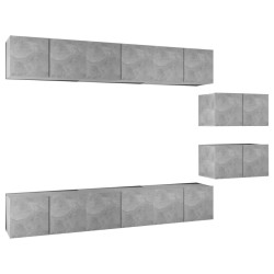 vidaXL Set muebles de salón TV 8 pzas madera ingeniería gris hormigón