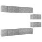 vidaXL Set muebles de salón TV 8 pzas madera ingeniería gris hormigón