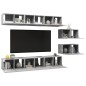 vidaXL Set muebles de salón TV 8 pzas madera ingeniería gris hormigón