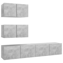 vidaXL Set muebles de salón TV 7 pzas madera ingeniería gris hormigón