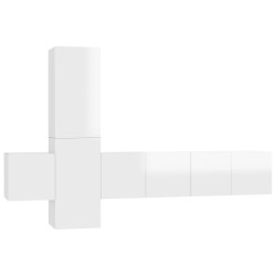 vidaXL Muebles de salón 5 pzas madera ingeniería blanco brillo