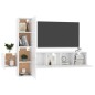 vidaXL Muebles de salón 5 pzas madera ingeniería blanco brillo