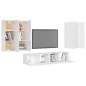vidaXL Set de muebles de salón 6 pzas madera ingeniería blanco brillo