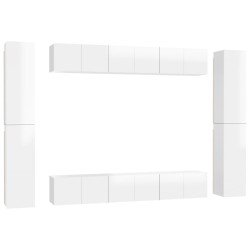 vidaXL Set de muebles de salón 10 pzas madera ingeniería blanco brillo