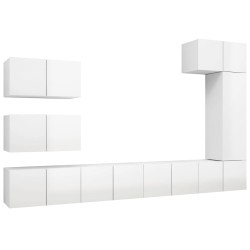 vidaXL Set de muebles de salón 8 pzas madera ingeniería blanco brillo