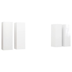 vidaXL Muebles de salón 4 piezas madera ingeniería blanco brillo
