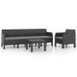 vidaXL Set de muebles de jardín 3 pzas cojines PP ratán gris antracita vidaXL Set de muebles de jardín 3 pzas cojines PP ratán gris antracita