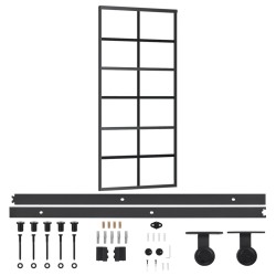vidaXL Puerta corredera con herrajes ESG vidrio y aluminio 90x205 cm