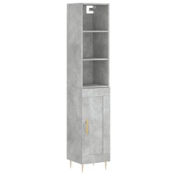 vidaXL Aparador de madera contrachapada gris hormigón 34,5x34x180 cm