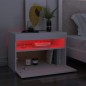 vidaXL Mesita de noche con luces LED contrachapada blanco 60x35x40 cm vidaXL Mesita de noche con luces LED contrachapada blanco 60x35x40 cm