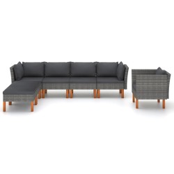 vidaXL Set de muebles de jardín 7 pzas ratán sintético eucalipto gris