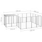vidaXL Perrera plateada 6,05 m² acero  