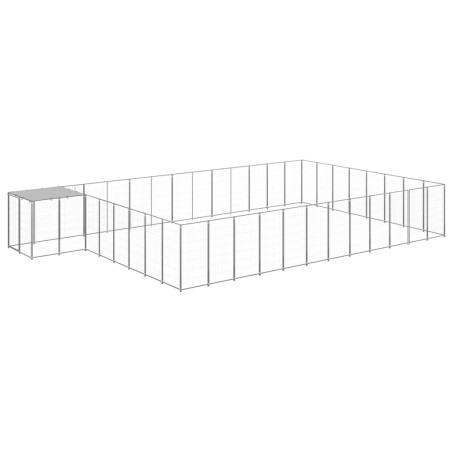 vidaXL Perrera plateada 30,25 m² acero  