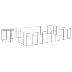 vidaXL Perrera plateada 19,36 m² acero  