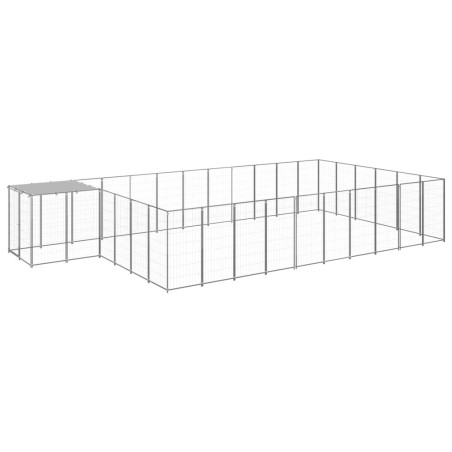 vidaXL Perrera plateada 19,36 m² acero  
