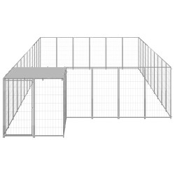 vidaXL Perrera plateada 19,36 m² acero  