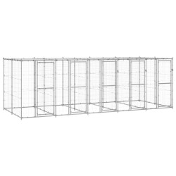 vidaXL Perrera de exterior de acero con techo 12,1 m²