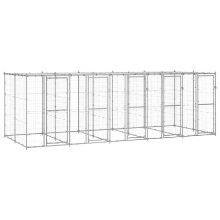 vidaXL Perrera de exterior de acero con techo 12,1 m²