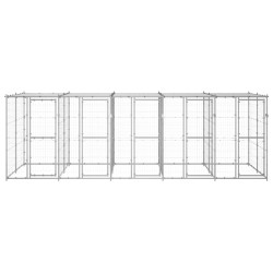 vidaXL Perrera de exterior de acero con techo 12,1 m²