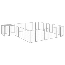 vidaXL Perrera plateada 20,57 m² acero  