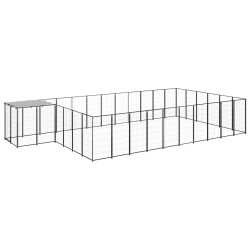vidaXL Perrera negra 19,36 m² acero  