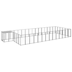 vidaXL Perrera negra 26,62 m² acero  