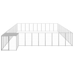 vidaXL Perrera plateada 37,51 m² acero  
