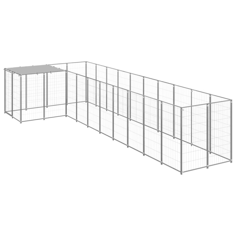 vidaXL Perrera plateada 7,26 m² acero vidaXL Perrera plateada 7,26 m² acero