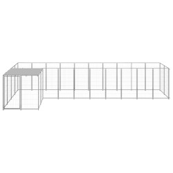 vidaXL Perrera plateada 7,26 m² acero  