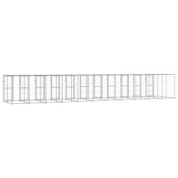 vidaXL Perrera de exterior de acero galvanizado con techo 29,04 m²