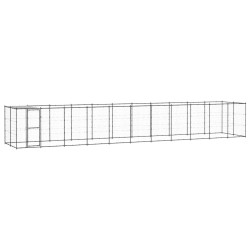 vidaXL Perrera de exterior de acero con techo 26,62 m²
