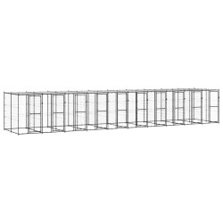 vidaXL Perrera de exterior de acero con techo 24,2 m²