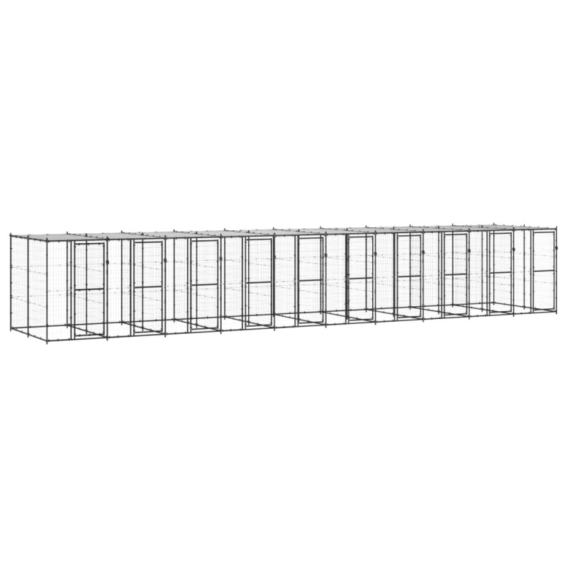 vidaXL Perrera de exterior de acero con techo 24,2 m² vidaXL Perrera de exterior de acero con techo 24,2 m²