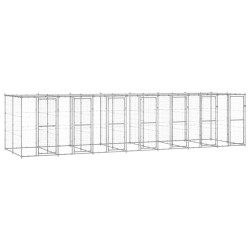 vidaXL Perrera de exterior de acero galvanizado con techo 16,94 m²