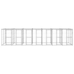 vidaXL Perrera de exterior de acero galvanizado con techo 16,94 m²