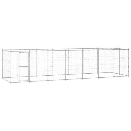 vidaXL Perrera de exterior de acero galvanizado 16,94 m²