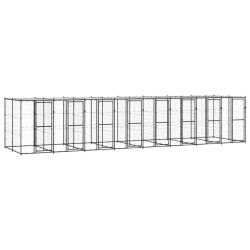vidaXL Perrera de exterior de acero con techo 19,36 m²