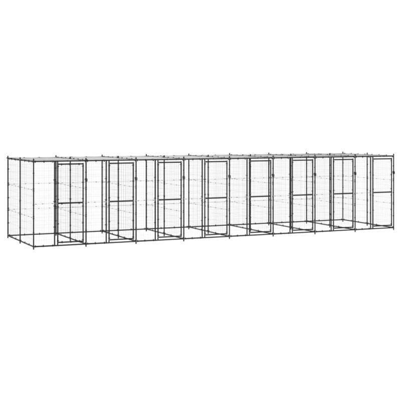 vidaXL Perrera de exterior de acero con techo 19,36 m² vidaXL Perrera de exterior de acero con techo 19,36 m²